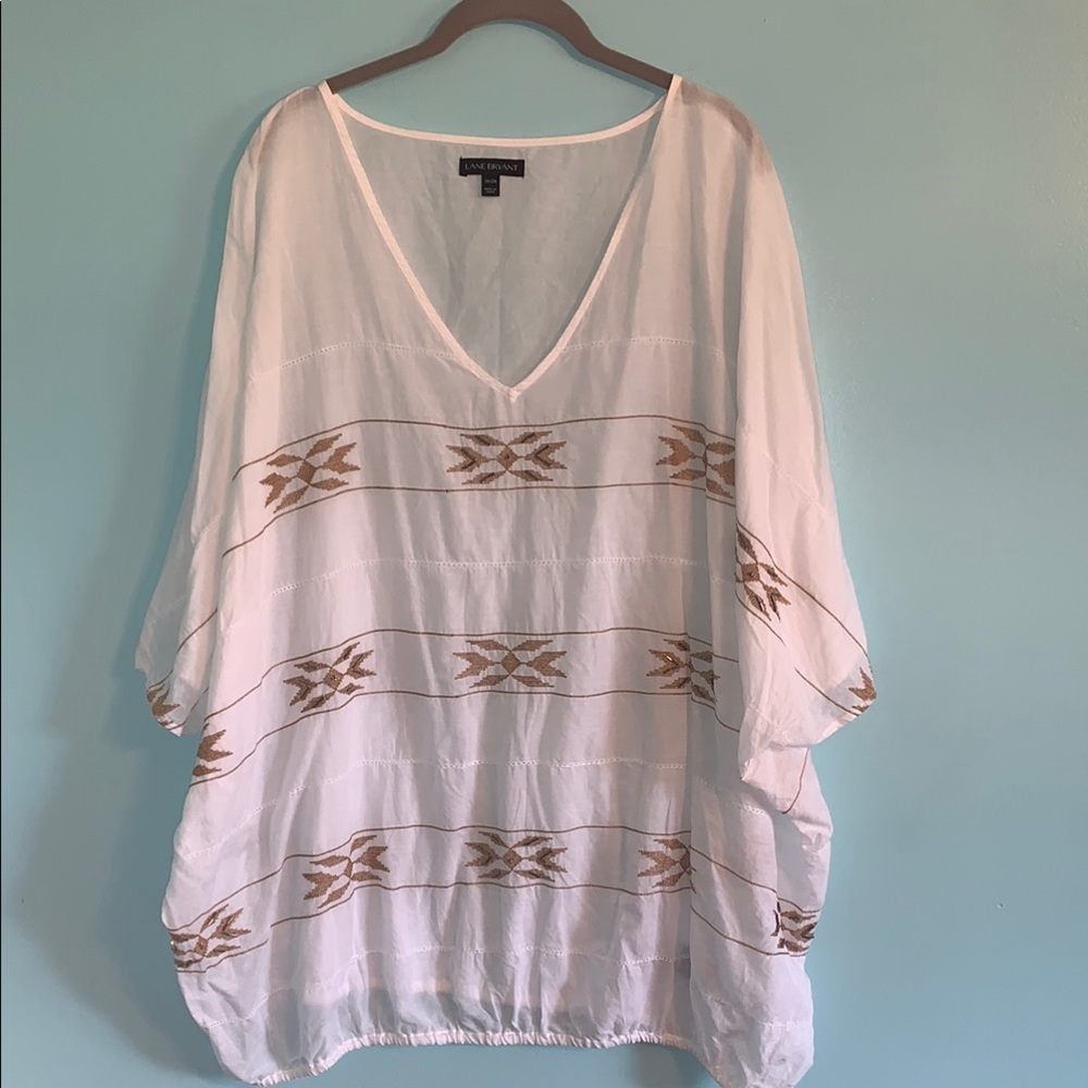 Chic White & Gold 100% Cotton V-Neck shirt